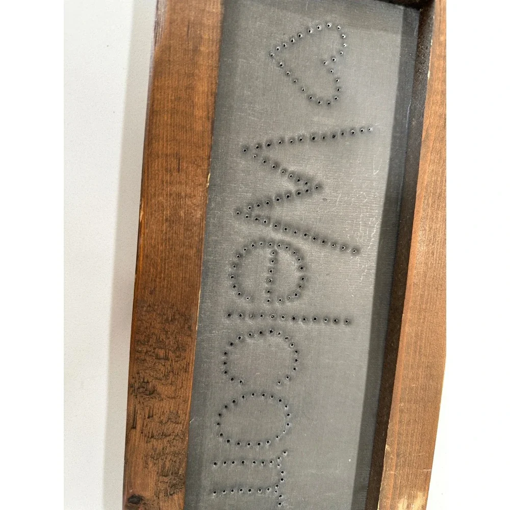 Rustic Welcome Sign Punched Metal Wood Framed Farmhouse Wall Decor‎